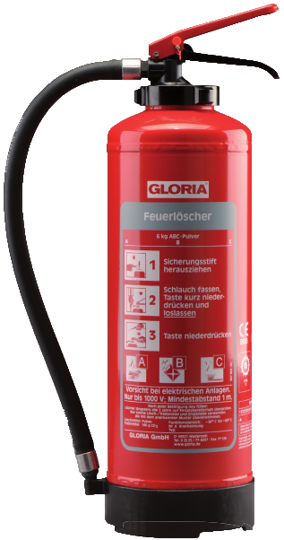 Pulver-Dauerdruck-Feuerlöscher GLORIA: Inhalt 6 l